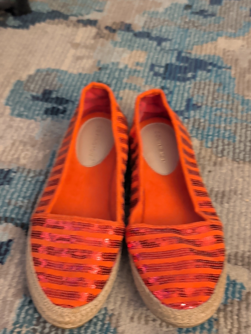 Covington Orange Sequin Stripe Espadrilles